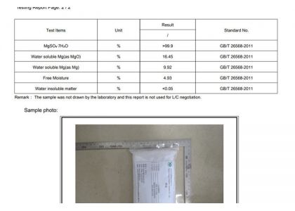 Magnesium sulphate heptahydrate the third party inspection